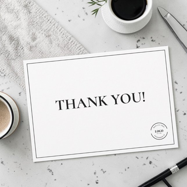 Tack för Anpassningsbar av enkel Black White Compa Kort (Custom thank you business logo card.)