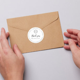 Tack för anpassningsbar logotyp namn Small Busines Runt Klistermärke