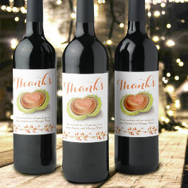 Tack för anpassningsbarna av vattenfärg i kastanje vinflaska etikett