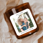 Tack för Anpassningsbarna personlig Candle Wedor Fyrkantigt Klistermärke<br><div class="desc">Personlig Candle Wedding Favor - Anpassningsbar Square-märke</div>