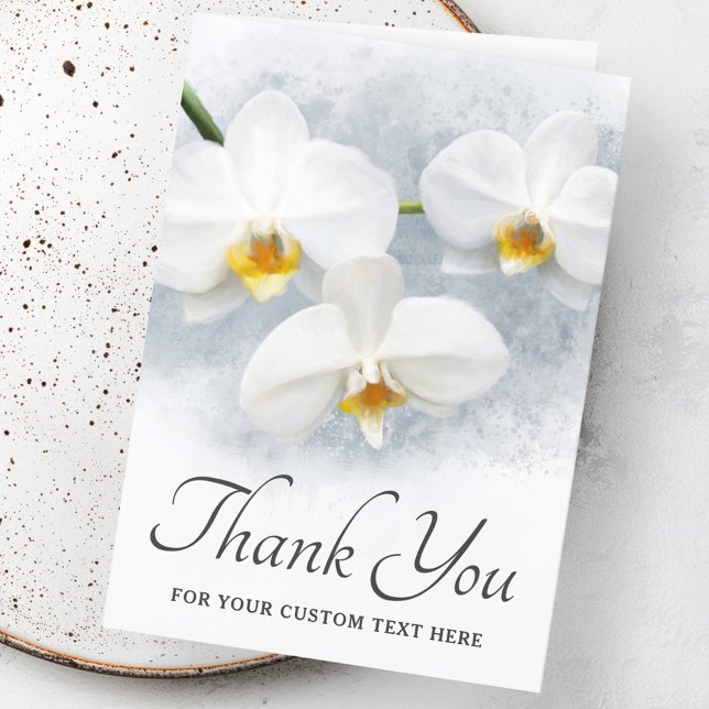 Tack för anpassningsbarna Phalaenopsis Kort (White orchid phalaenopsis custom text thank you card)