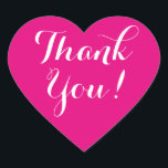 Tack för anpassningsbarnas färg-hjärta hjärtformat klistermärke<br><div class="desc">Anpassningsbarnas färg hjärta i bakgrunden tackar dig för bröllop,  möhippa,  förlovning,  årsdag,  födelsedag,  babydusch osv. Hjärtformsmärken med tack. Koral rosa eller anpassningsbar färg. Elegantens skripttext. Perfektens kuvertförseglingar/förseglare eller bröllopsfest ska vara försedda med en skylt som visar hur gästerna ska tackas. Neon rosa har kärlek hjärta.</div>