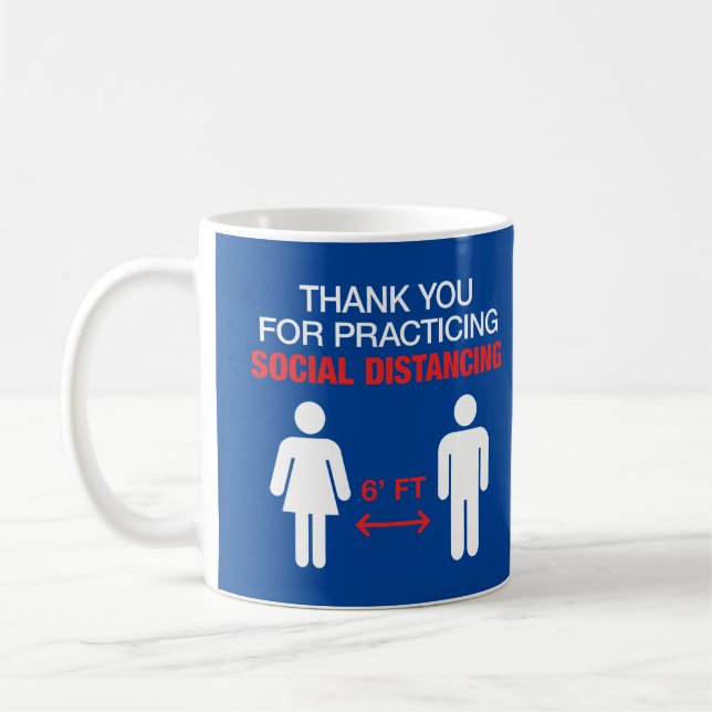 Tack för att Avstånd Social Kaffemugg (Vänster)