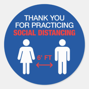 Tack för att Avstånd Social Runt Klistermärke