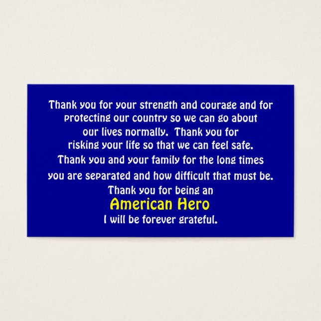 Tack för att betjäna Land Visitkort (Framsidan)