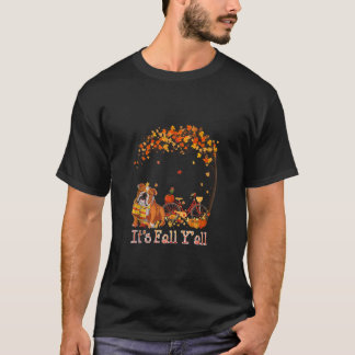 Tack för att Bulldog Hund Autumn Fall Pumpkin Last T Shirt