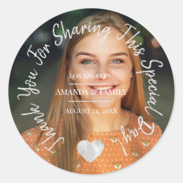 Tack för att dela denna Speciella dag Grått Heart Runt Klistermärke