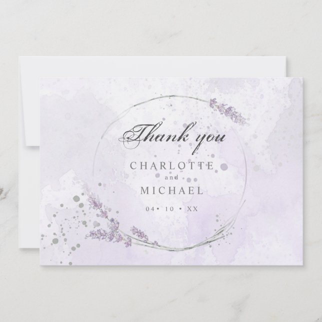 Tack för att du använder lila lavender-blommor brö kort (Framsida)