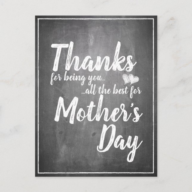 Tack för att du är dig! Mors dag Chalkboard Helg Vykort (Framsida)