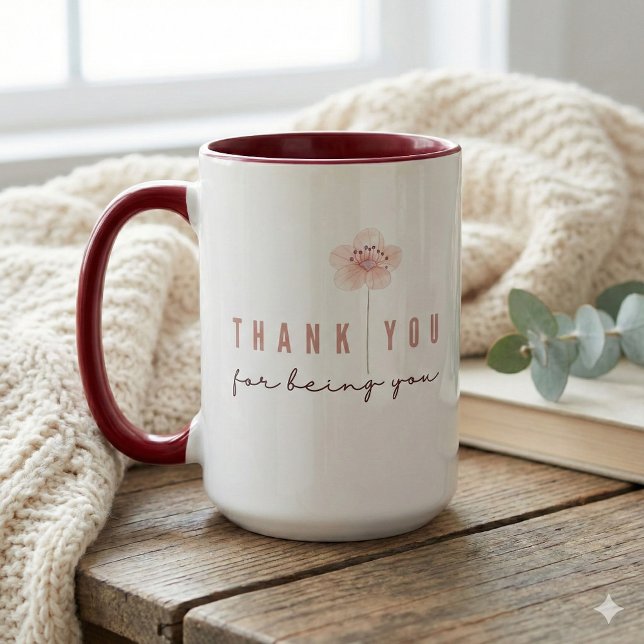Tack för att du är du-mugg mugg (Thank someone special with this beautiful watercolor floral, "Thank you for being you" mug!)
