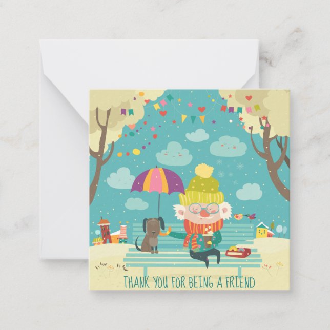 Tack för att du är en vän anteckningskort (Framsida)