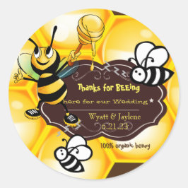 Tack för att du är här på vårt bröllop Personlig Runt Klistermärke