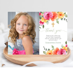 Tack för att du är heliga Communion Baptism-blommi Inbjudningar