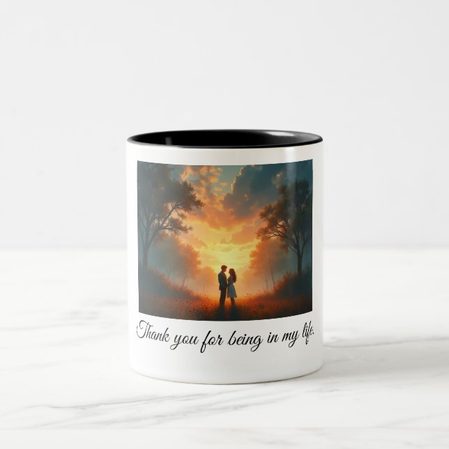 Tack för att du är i mitt liv Två-Tonad mugg (Center)