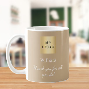 Tack för att du är logotyp för företag i Beige Kaffemugg