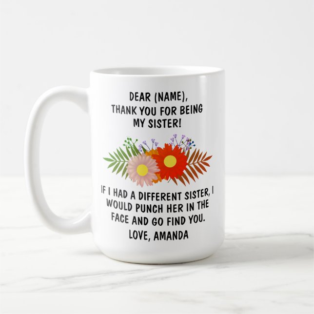 Tack för att du är min syster Mugg, Familjepengar, Kaffemugg (Vänster)