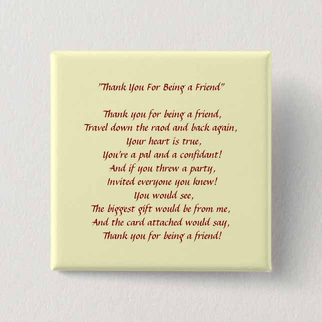 Tack för att du är min vän - knapp (Framsida)