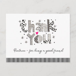 Tack för att du är min vän Whimsical Lettering Vykort