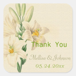 Tack för att du är vintage, blommor bröllopsförmån fyrkantigt klistermärke