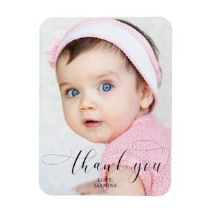 Tack för att du Baby Birthday Photo Elegant Swash Magnet