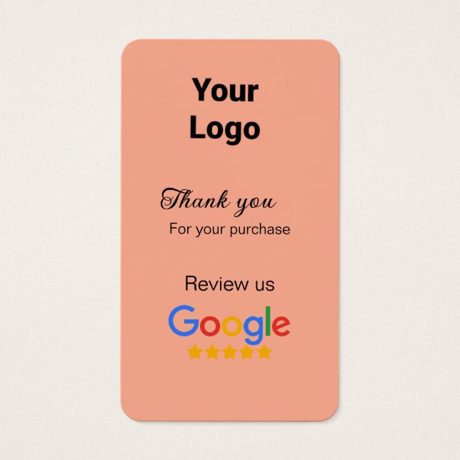 Tack för att du beställde Google review add logoty Visitkort (Framsidan)