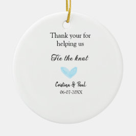 Tack för att du binder knölblått hjärta bröllop. julgransprydnad keramik