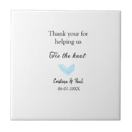 Tack för att du binder knölblått hjärta bröllop. kakelplatta