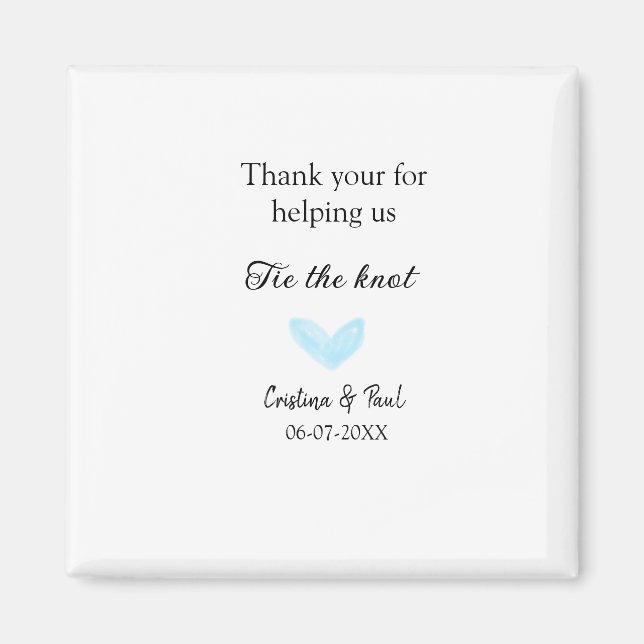 Tack för att du binder knölblått hjärta bröllop. magnet (Framsidan)