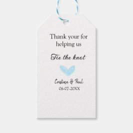 Tack för att du binder knölblått hjärta bröllop. presentetikett