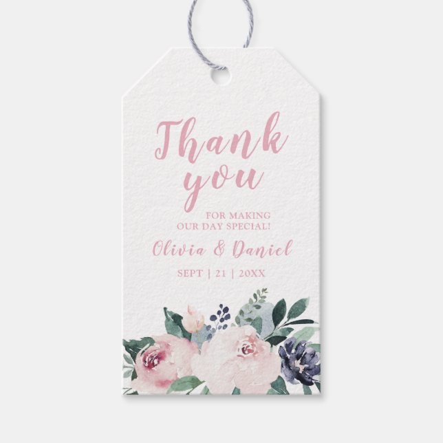 Tack för att du blåser botaniska  blommigten Bröll Presentetikett (Framsidan)