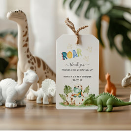 Tack för att du blev stammande av Dinosaur Baby Sh Presentetikett