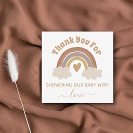 Tack för att du boho rainbow babydusch anteckningskort