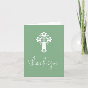 Tack för att du Card Blommigt Kor Christening Sage Helgkort