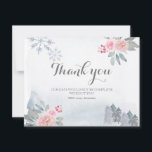 Tack för att du Card Winter Rosa Blommigt Gräs Trä<br><div class="desc">Winter Rosa Blommigt Gräs Träd Silver Snöflingor tackkort</div>