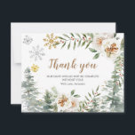Tack för att du Card Winter White Blommigt Gräs Tr<br><div class="desc">Vintervita Blommigten Gräs Träd Guld tackkort</div>
