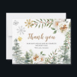 Tack för att du Card Winter White Blommigt Gräs Tr Kort<br><div class="desc">Vintervita Blommigten Gräs Träd Guld tackkort</div>