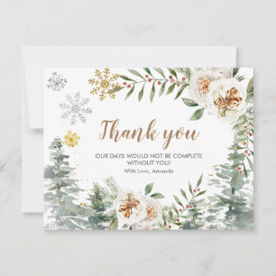 Tack för att du Card Winter White Blommigt Gräs Tr Kort