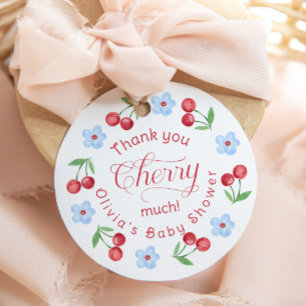 Tack för att du Cherry så mycket Blue Baby-duschen Gåvor Etiketter