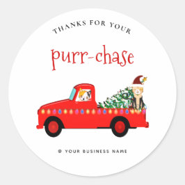 Tack för att du christmas helgdag lustig kattpun f runt klistermärke