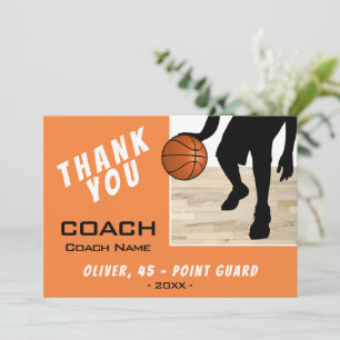 Tack för att du Coach Basketball Player Silhouette Kort