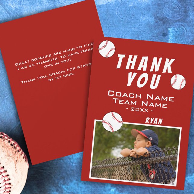 Tack för att du Coach Red Baseball Photo Card (Skapare uppladdad)