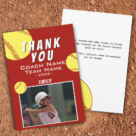 Tack för att du Coach Red Softball Photo Card Kort