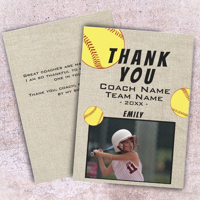 Tack för att du Coach Rustic Softball Photo Card Kort (Skapare uppladdad)