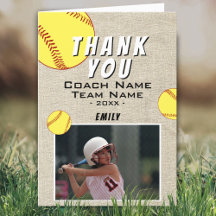 Tack för att du Coach Rustic Softball Photo Card