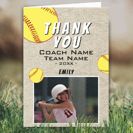 Tack för att du Coach Rustic Softball Photo Card Kort