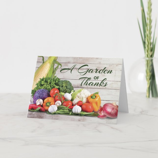 Tack för att du delar ut trädgårdsgrönsaker och pr kort (Framsida)