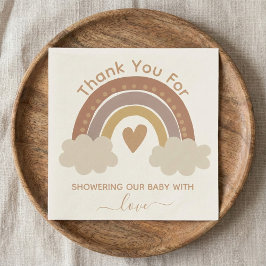 Tack för att du duschar brun boho-regnbåge pappersservett