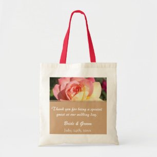 Tack för att du får rosa och gul ros-blommor tygkasse