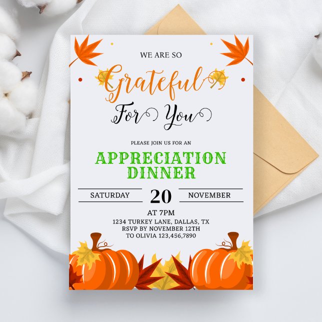 Tack för att du får Thanksgivingen Avlästa uppskat Inbjudningar (Skapare uppladdad)