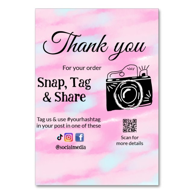 Tack för att du fäster märkrn  mediakamera lägga t bordsnummer (Framsidan)